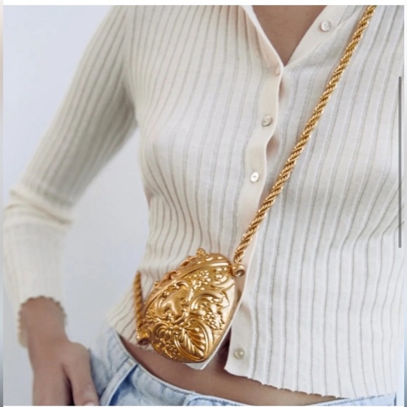 WEDDING Ultra rare Zara limited edition gold heart baroque Purse - Picture 6 of 11